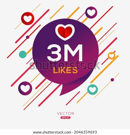 Creative (3M), 3million likes design for social network, Vector illustration.