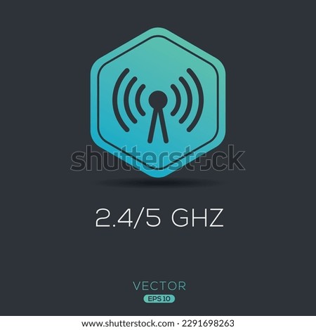 5Ghz+2.4Ghz Dual Band Wireless Internet, Vector sign.