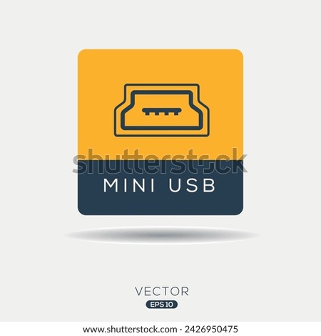 Mini USB port Icon, Vector sign.