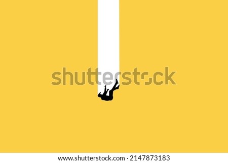 Business and financial crisis vector concept with businessman falling down the hole. Symbol of market crash, recession, risk, bankruptcy and loss. Eps10 illustration.