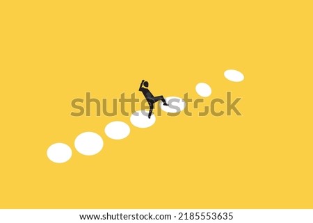 business man jumping on stepping stone