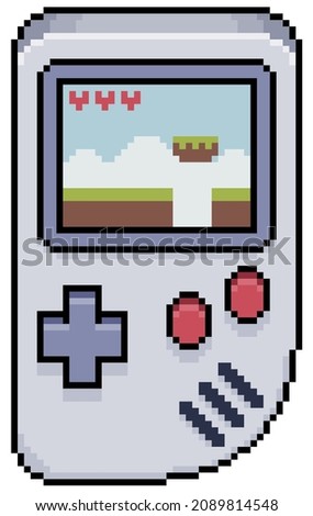 Pixel art mini game console vector icon for 8bit game on white background
