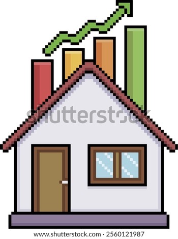 Pixel art of house with appreciation graph in 8-bit style