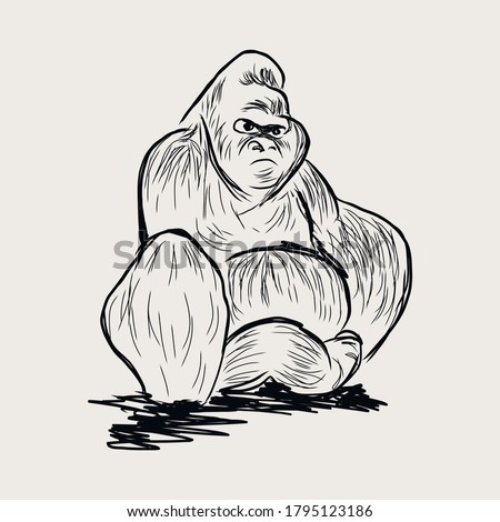 Hand drawn sketch about gorillaz. Vector Illustration