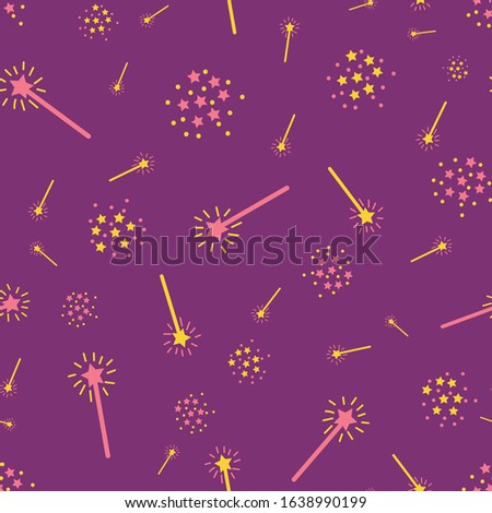 magic wands and spells seamless vector pattern