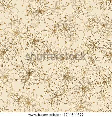 Beige floral texture seamless vector pattern. Botanical surface print design in cal neutral colors. For fabrics, stationery, scrapbook paper, gift wrap, and packaging. Stock fotó © 