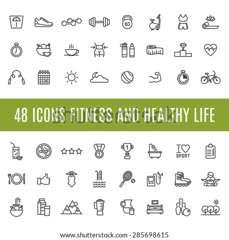 Icons Fitness and healthy life