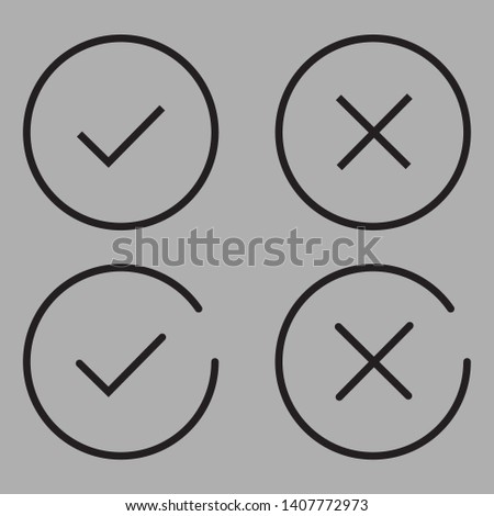 Check and Cross Mark Thin Line Vector Icon. Flat icon isolated on the white background. Editable EPS file. Vector illustration. - Vector