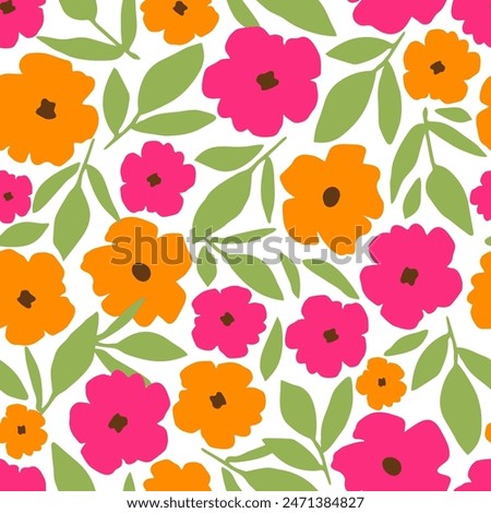 Similar – Image, Stock Photo Orange and Pink flowers in garden