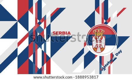 Red, Blue, and white low poly background for Serbia Statehood Day design.