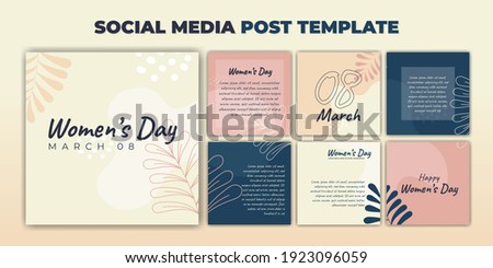 Social Media post template. International Women's Day banner design. Set of social media template with purple feminine design. Good template for online advertising template.