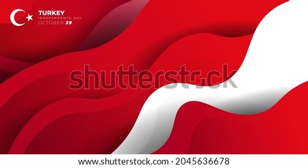 Waving Red and white abstract background design. Turkey Independence day. Good template for Turkey Independence day or national day design.