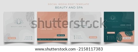 Set of social media post template with feminine background for beauty and spa advertisement design