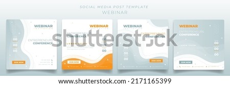 Social media post template in brightness green and orange background for webinar invitation design