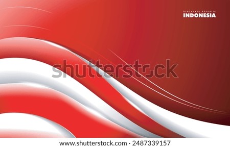 Red white background in simple 3d design with glowing white lines in red background for indonesia independence day. Dirgahayu republik indonesia mean is happy indonesia independence day