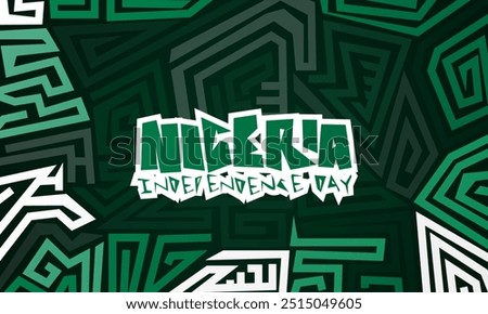 Abstract irregular maze design in green color concept. Good template for nigeria independence day campaign. Nigeria national day background