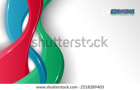 Waving 3d shape of blue red and green design on white background. Azerbaijan independence day background. Also good template for azerbaijan national day 