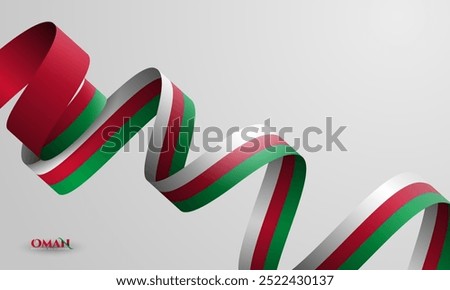 White background design with waving oman long flags design. Oman independence day campaign. Oman national background