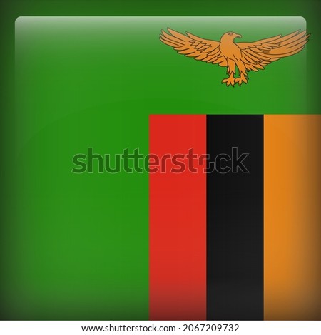 Zambia Glossy 3D Square Country Flag Icon