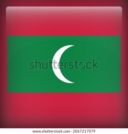 Maldives Glossy 3D Square Country Flag Icon