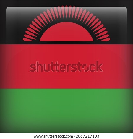 Malawi Glossy 3D Square Country Flag Icon