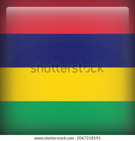 Mauritius Glossy 3D Square Country Flag Icon