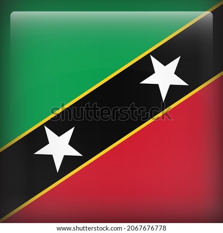 Saint Kitts and Nevis Glossy 3D Square Country Flag Icon