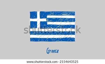Greece National Country Flag Marker or Pencil Sketch Illustration Vector