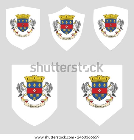 Set of Saint Barthelemy Flag in Shield Shape Frame