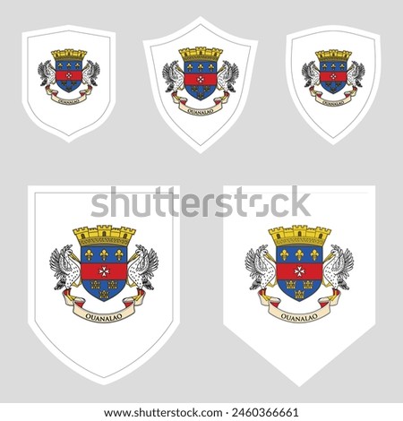 Set of Saint Barthelemy Flag in Shield Shape Frame