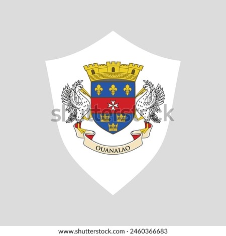 Saint Barthelemy Flag in Shield Shape Frame