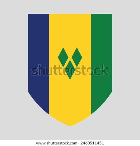 Saint Vincent and The Grenadines Flag in Shield Shape