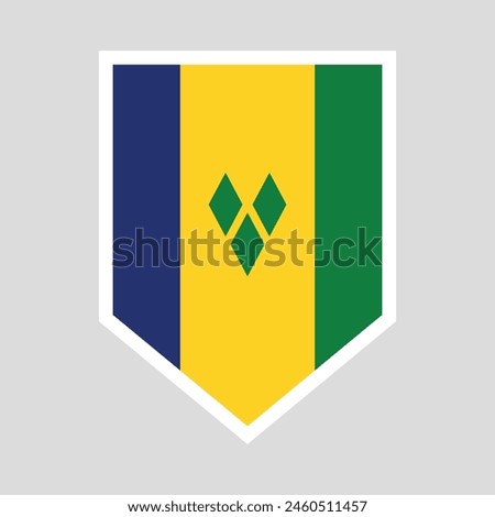 Saint Vincent and The Grenadines Flag in Shield Shape