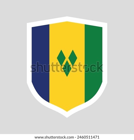 Saint Vincent and The Grenadines Flag in Shield Shape