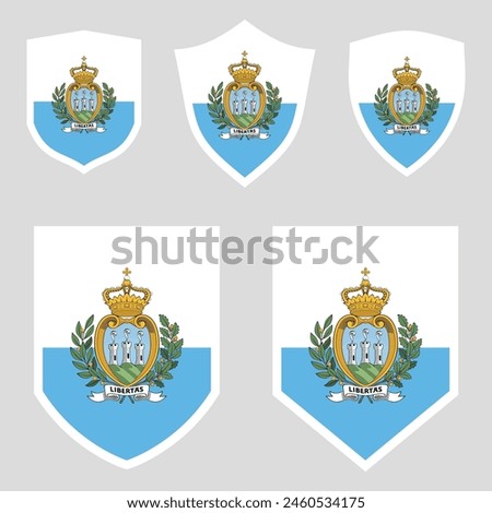 Set of San Marino Flag in Shield Shape