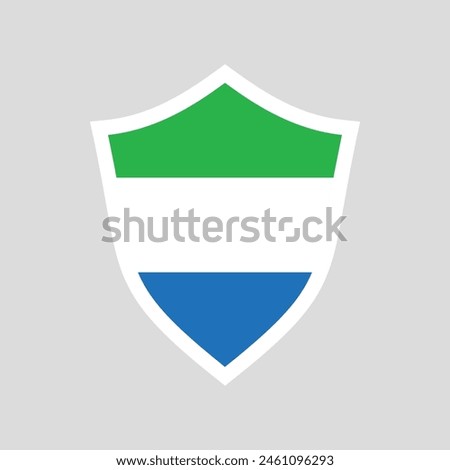 Sierra Leone Flag in Shield Shape