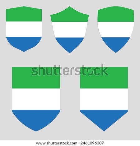 Set of Sierra Leone Flag in Shield Shape