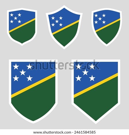 Set of Solomon Islands Flag in Shield Shape