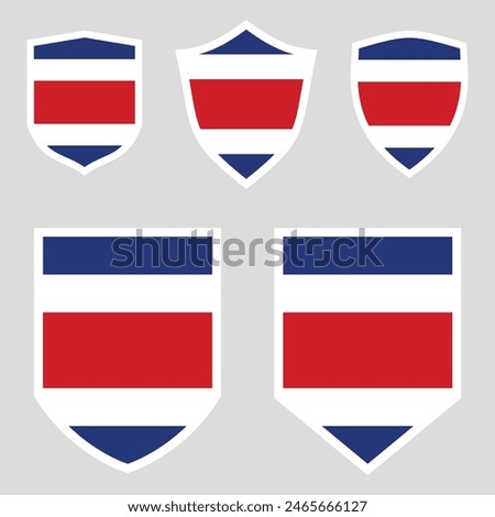 Costa Rica Flag Set shield frame