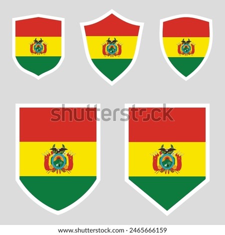 Set of Bolivia Flag in Shield Shape Frame