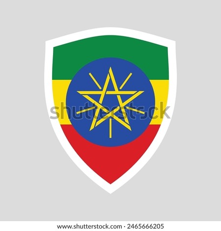 Ethiopia Flag in Shield Shape Frame