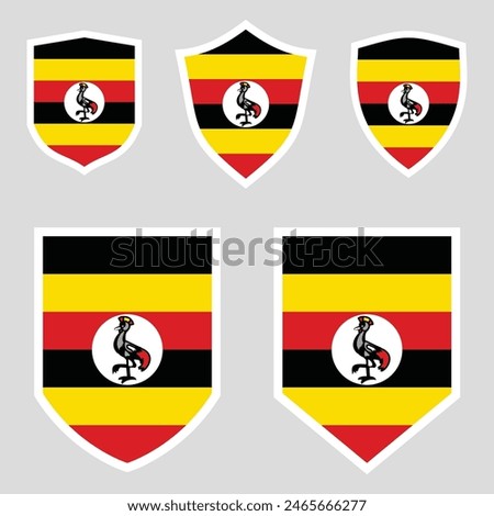 Set of Uganda Flag in Shield Shape Frame