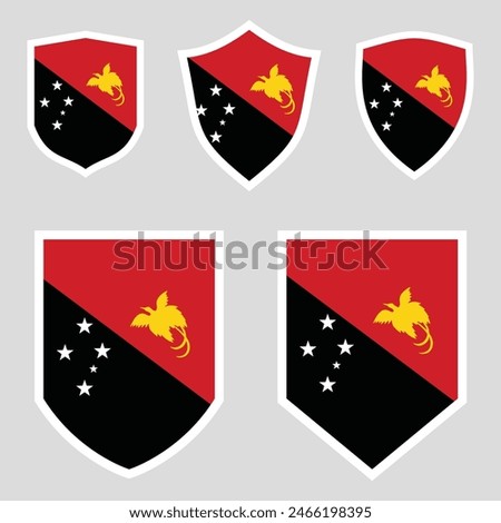 Papua New Guinea Flag Set in Shield Frame