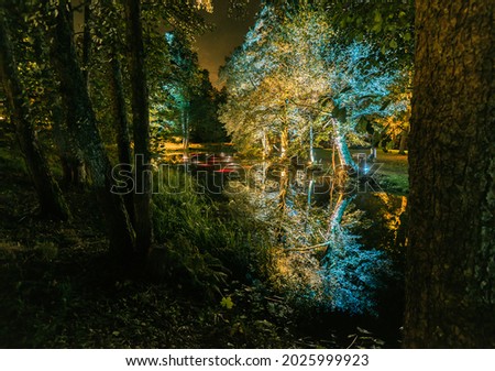 Similar – Image, Stock Photo lit tree at night in autumn