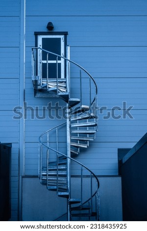 Similar – Image, Stock Photo Warehouse with spiral staircase at sunrise
