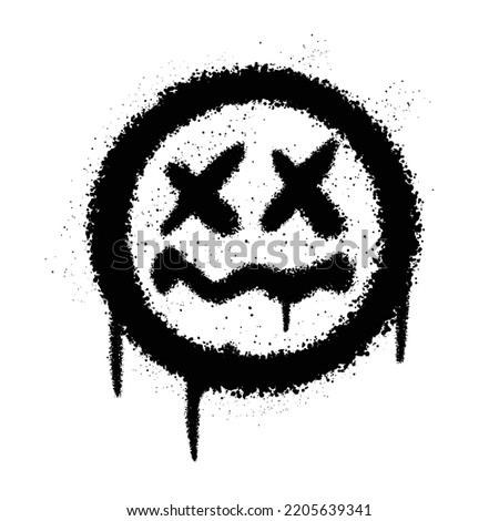 Graffiti Spray Paint Sick Face Emoticon Isolated Vector Illustration