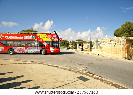 ISLAND OF MALTA, EUROPE - NOVEMBER 3, 2014 . Road transportation through mediterranean cliffs in the Island of Malta.