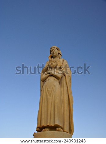 GOZO ISLAND, MALTESE ISLANDS ,EUROPE - NOVEMBER 5, 2014. Outdoor statue near the National Shrine of the Blessed Virgin of Ta\' Pinu in Gozo Island ,Malta.