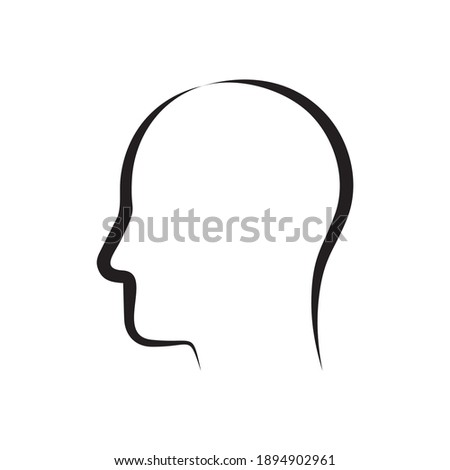Brush line art of man head. Simple high quality black style illustration.