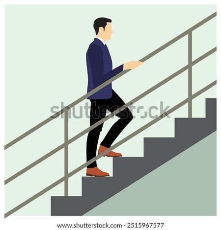 Similar – Image, Stock Photo The handrail up the stairs and the turquoise wall